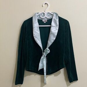 Expressions Teal Velvet Blazer with Satin Trim